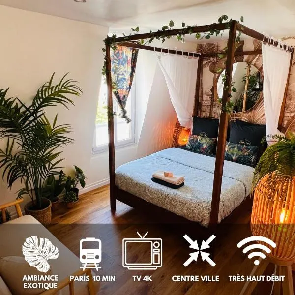 Studio Exotique Hyper-Centre Enghien 12min Paris，位于昂吉安班斯的酒店