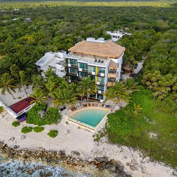Angelina 28 Beachfront and Family Apartments - Modern and Relaxing Long Stays - 20 min from Cancun Airport，位于莫雷洛斯港的酒店