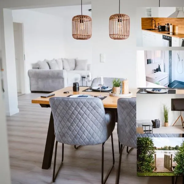 Panorama-Seeblick, Privater Steg, Balkon, Parkplatz，位于布隆的酒店