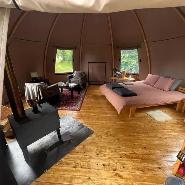 Romantic night in a dome tent lake view，位于Bjuråker的酒店