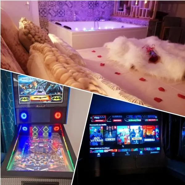 Nuit Romantique, Spa, Champagne, Cinéma, Flipper - Escapade Veyloise，位于Pont-de-Veyle的酒店