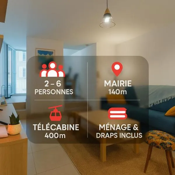Appartement cosy hypercentre 400m de la télécabine 4-6 personnes - draps et ménage inclus，位于科特雷的酒店