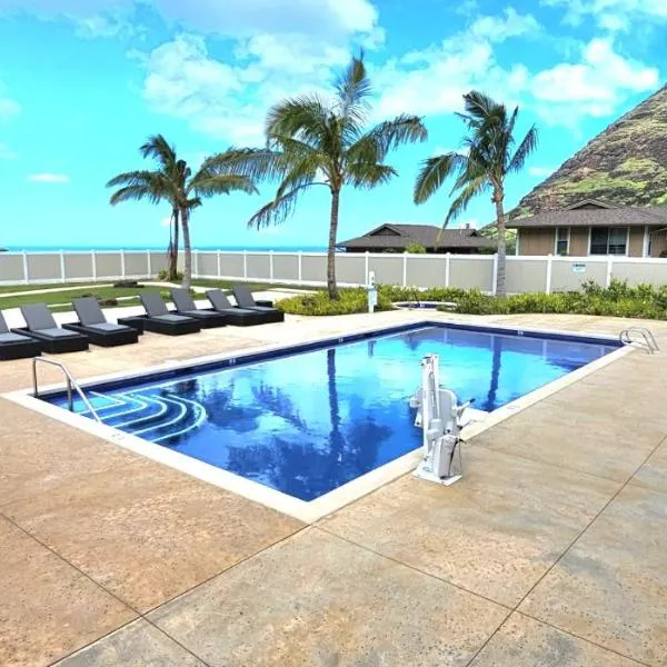 Paradise Ohana Ocean View Oasis with community Pool, Spa, Gym and Rec Area with PingPong, Air Hockey and Foosball，位于Makaha的酒店