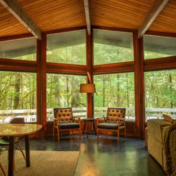 Mid-century Cabin Hideaway - Hot Tub & Fire Pit，位于Rhododendron的酒店