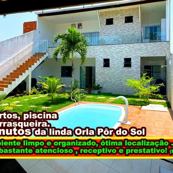 2 Casas - 4 minutos da Orla Pôr do Sol, 1-4 Quartos, Piscina, Churras,，位于阿拉卡茹的酒店