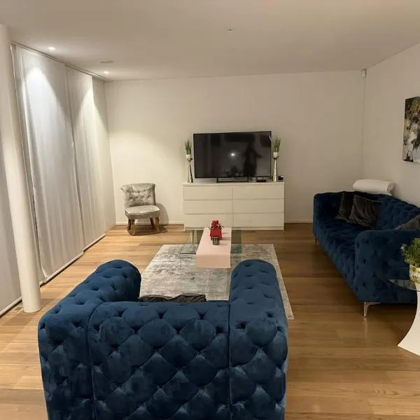 Luxuriöse 3,5-Zimmer Wohnung für Familien und Geschäftsreisende mit Glasfaser-Internet，位于Cham的酒店