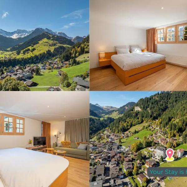 Mountain View Studio Adelboden Next to Gondola & Spa，位于阿德尔博登的酒店