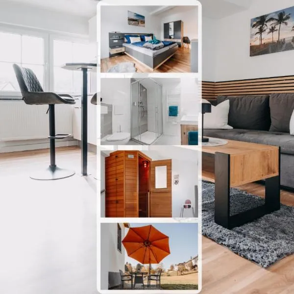 Kleeoase - Modernes Apartment - Infrarotsauna - Terrasse - Garten - kostenlosem Parkplatz，位于Weinbach的酒店