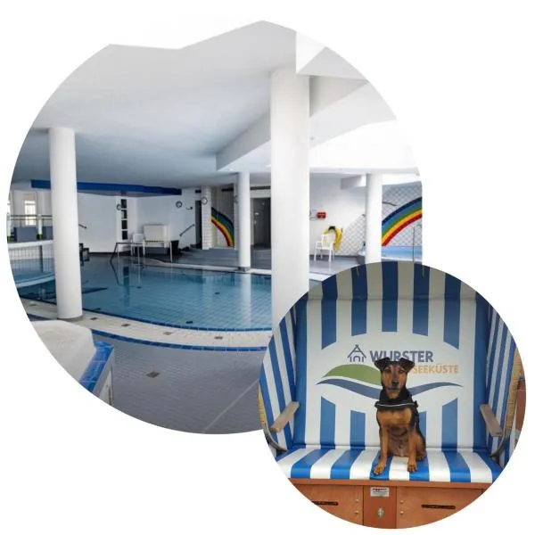 Nordsee direkt Garten Hallenbad und Sauna Strandkorb in der Saison，位于多鲁姆纽菲尔德的酒店