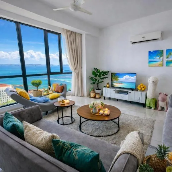 High Floor Seaview 2BR suites with Pool Sauna & Bathtub Near Gurney George Town Jazz Suites 253A，位于丹绒道光的酒店