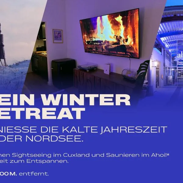 CuxHeaven - modernes Studio-Apartment direkt am Meer mit 65 Zoll TV und Tiefgarage in Duhnen，位于库克斯港的酒店