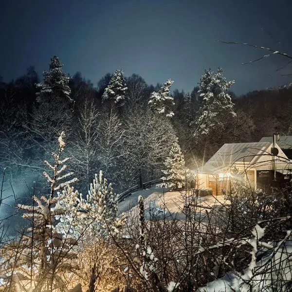 Osada Skoczkowo komfortowe domki z prywatnymi wannami hot-tub nad jeziorem- sauna- balia- prywatny staw wędkarski，位于Podiazy的酒店