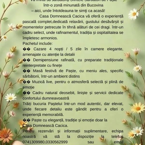 Casa Domnească Cacica，位于卡奇卡的酒店