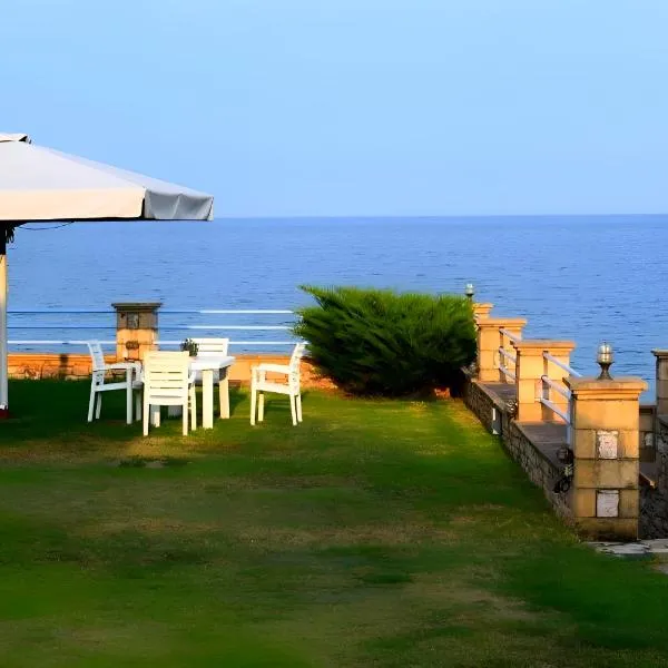 Alexandros Beachfront Apartments near Petalidi with Private Sunbeds & Sea View，位于Kalamaki Messinia的酒店