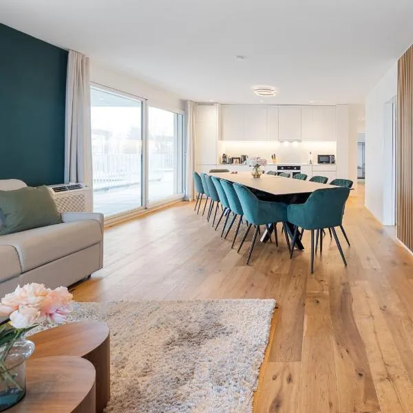 Visionary Hospitality Rothenburg, Lucerne - Premium Apartments with Free Parking, Washer, Kitchen, Terrace, Bus Stop, 15' City，位于罗滕堡的酒店