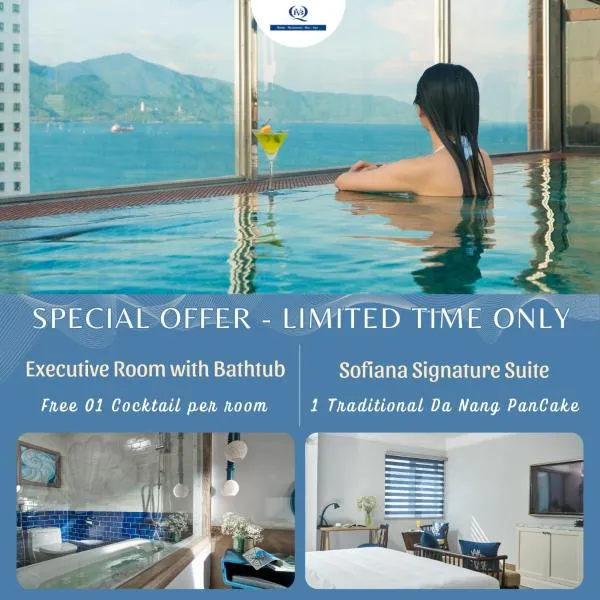 Sofiana My Khe Hotel & Spa - Rooftop Pool Bar - Free 01 Draught Beer and 20-minute Spa per Room，位于岘港的酒店