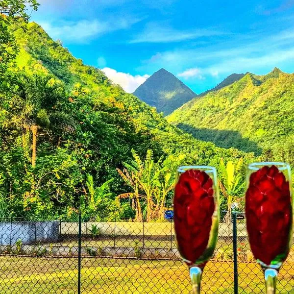 Studio Tropical - climatisé - vue mer et montagnes - canoes et paddle offerts ! Teahupo'o Lodge Tahiti，位于Teahupoo的酒店