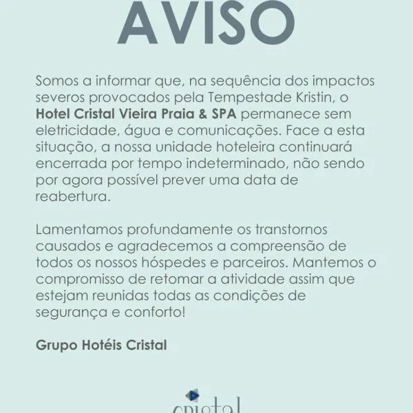 Hotel Cristal Vieira Praia & SPA，位于普拉亚达维埃拉的酒店