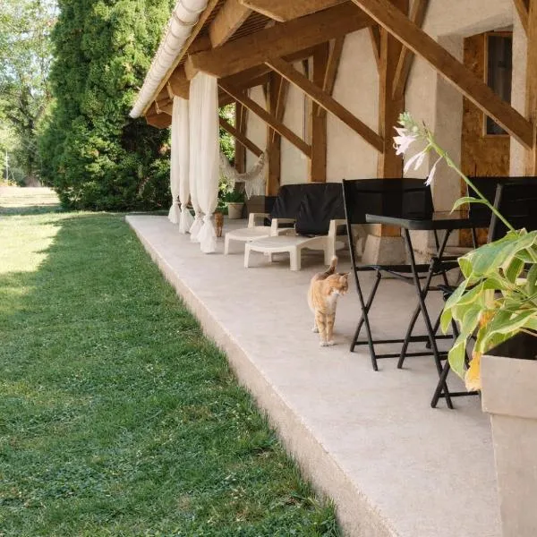 Gîte climatisé avec jardin privé vue sur les vignes entre Jonzac et Cognac,位于Léoville的酒店