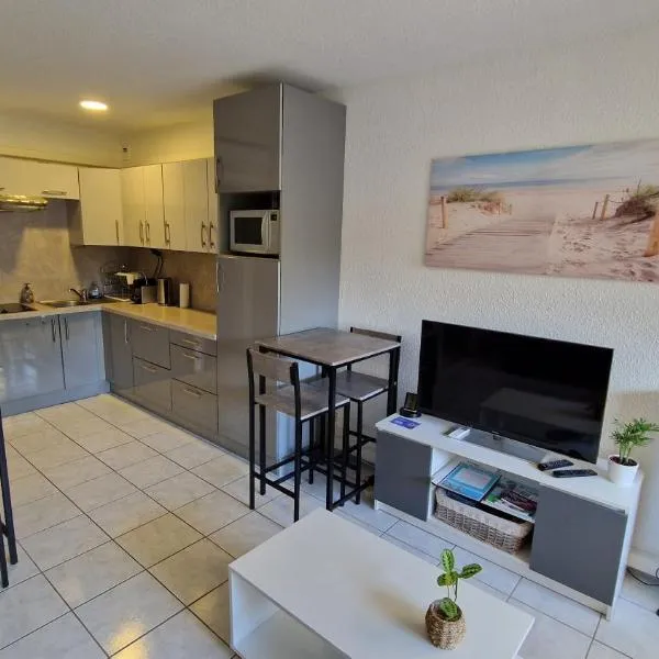 Studio cabine climatisé et loggia au calme avec linge et parking inclus，位于阿格德角的酒店