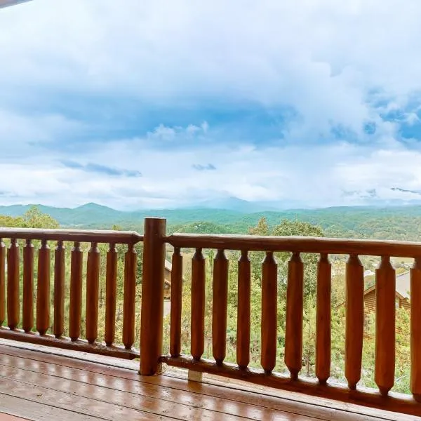 Amazing Mtn Views Cabin Sleeps 4 Hot Tub Deck，位于鸽子谷的酒店