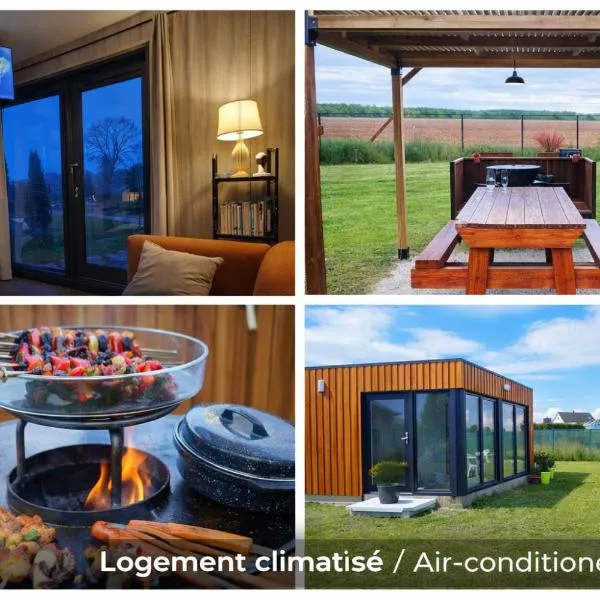 Chalet moderne avec grandes baies vitrées et espace plancha,位于Bussy-le Repos的酒店