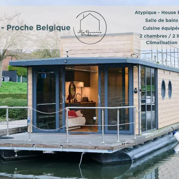 Boat'n Flandres - Houseboat rooftop proche Lille，位于Deûlemont的酒店