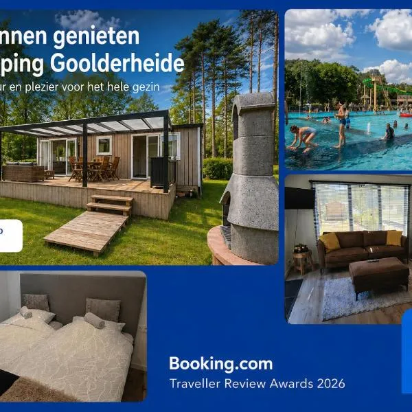 Luxe chalet voor gezinnen in familiepark Goolderheide met openlucht zwembaden en ruim overdekt terras 24m2，位于Bocholt的酒店