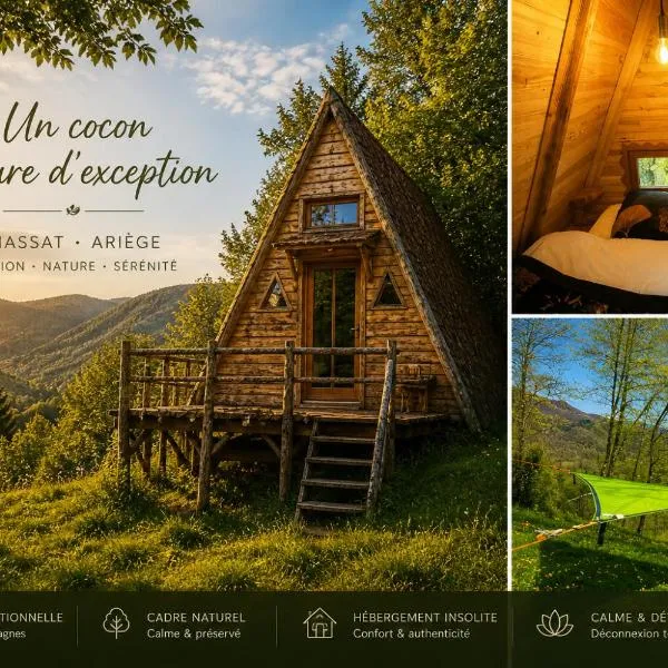 Chalet en Ariège insolite avec vue montagne, calme, nature et ciel étoilé，位于Massat的酒店
