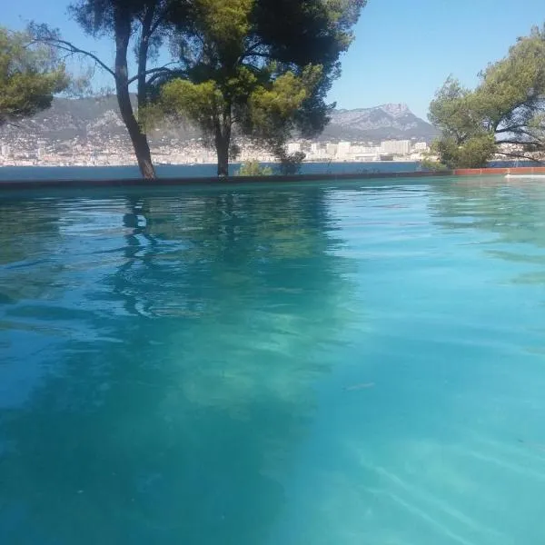 Villa-Chateau Les Terrasses - Tamaris, plage des Sablettes, mer au bas de la propriété，位于滨海拉塞讷的酒店