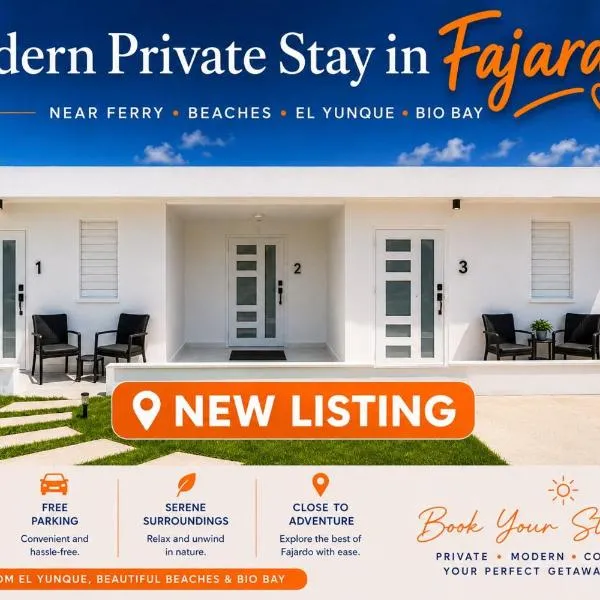 Modern Private Stay in Fajardo, PR - NEAR FERRY - BEACHES - EL YUNQUE - BIO BAY，位于法哈多的酒店