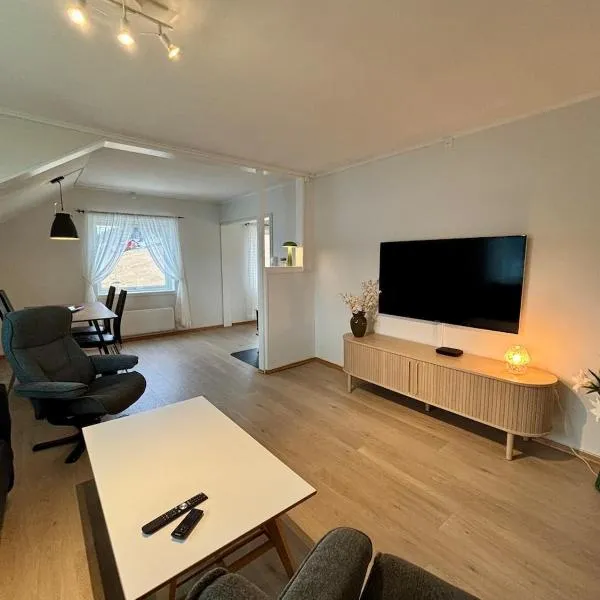 Bright apartment with a view by the sea，位于Hjelset的酒店