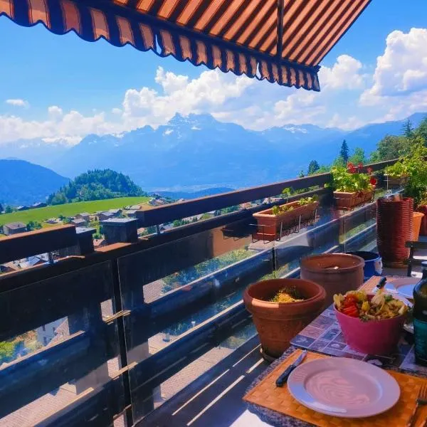 Le Nid d'aigle apt 405 Leysin centre avec forfait piscine sauna jacuzzi en option，位于莱森的酒店