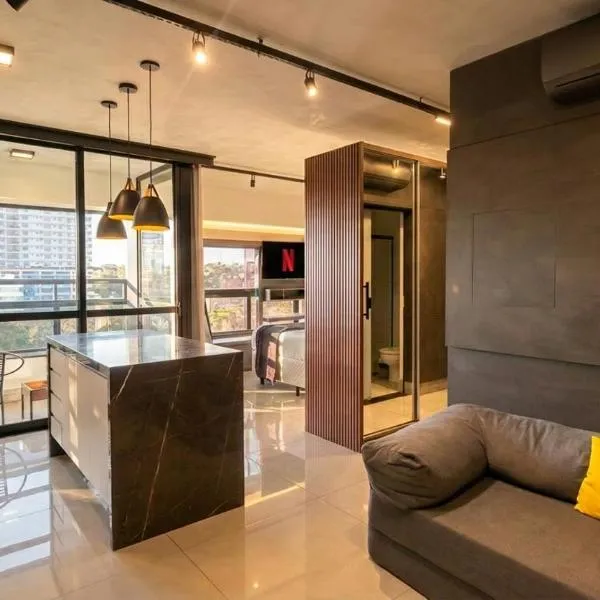 Vista Ampla e Estilo Industrial nesse Lindo Loft，位于大坎普的酒店