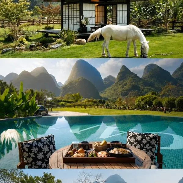 PastForward Deer Luxury Maison & Café at Yulong River - Where past meets present, with deers by Karst view - Infinity pool & Rooftop Terrace - Complimentary Pick-up for Stays of 3 Nights，位于阳朔的酒店