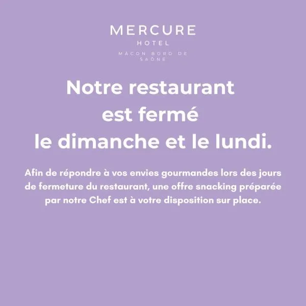 Hôtel Mercure Mâcon Bord de Saône，位于马孔的酒店